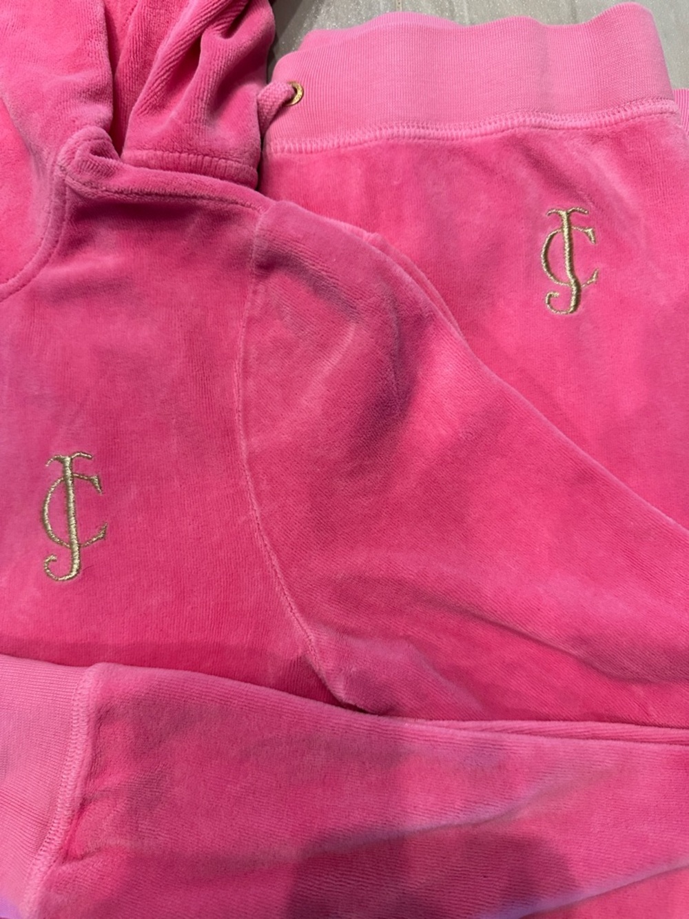 Juicy Couture Pink Velour Hoodie and Sweatpants Set